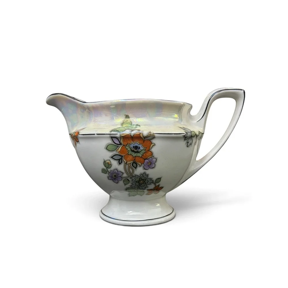 Vintage Bavarian Porcelain Hand-Painted Lustreware Creamer Jug Art-Deco 1930s